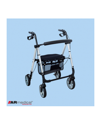 Podpórka rehabilitacyjna 4-kołowa aluminiowa PRESTIGE srebrna