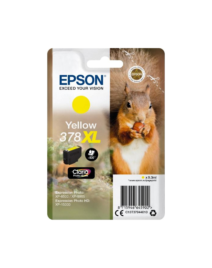 Tusz Epson yellow | 378XL | 9.3ml | Claria Photo HD główny