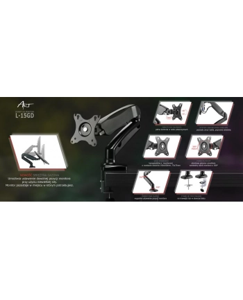 Uchwyt biurkowy gazowy do 1 monitora LED/LCD 13-27' L-15GD
