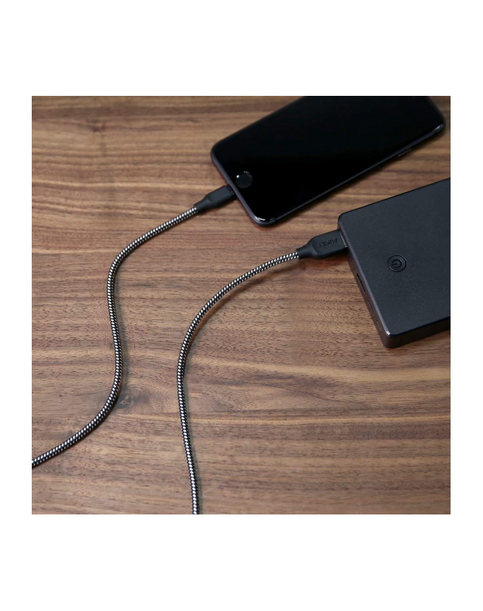 CB-AL2 Black nylonowy szybki kabel Quick Charge Lightning-USB | 2m | certyfikat MFi Apple główny