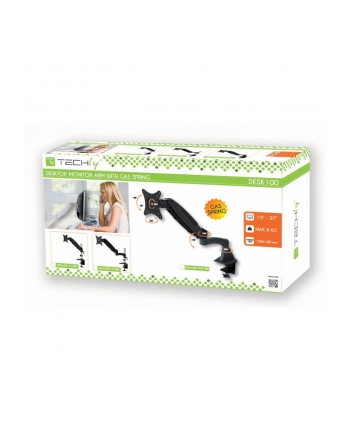 Ramię biurkowe z amortyzatorem gazowym monitor 15-27cali, 8kg, srebrno-czarne