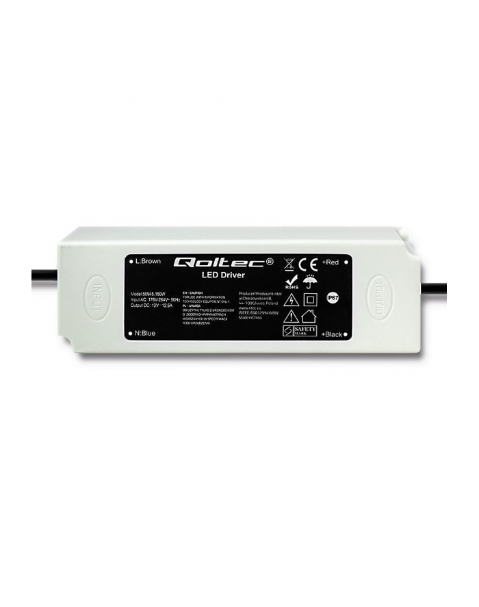 qoltec Zasilacz LED Driver | 176-264V | IP67 | 150W | 12V | 12.5A główny