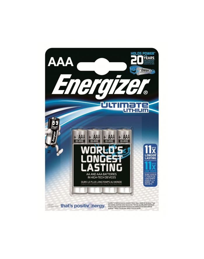 energizer Bateria Ultimate Lithium Litowa AAA L92 4 szt. blister główny