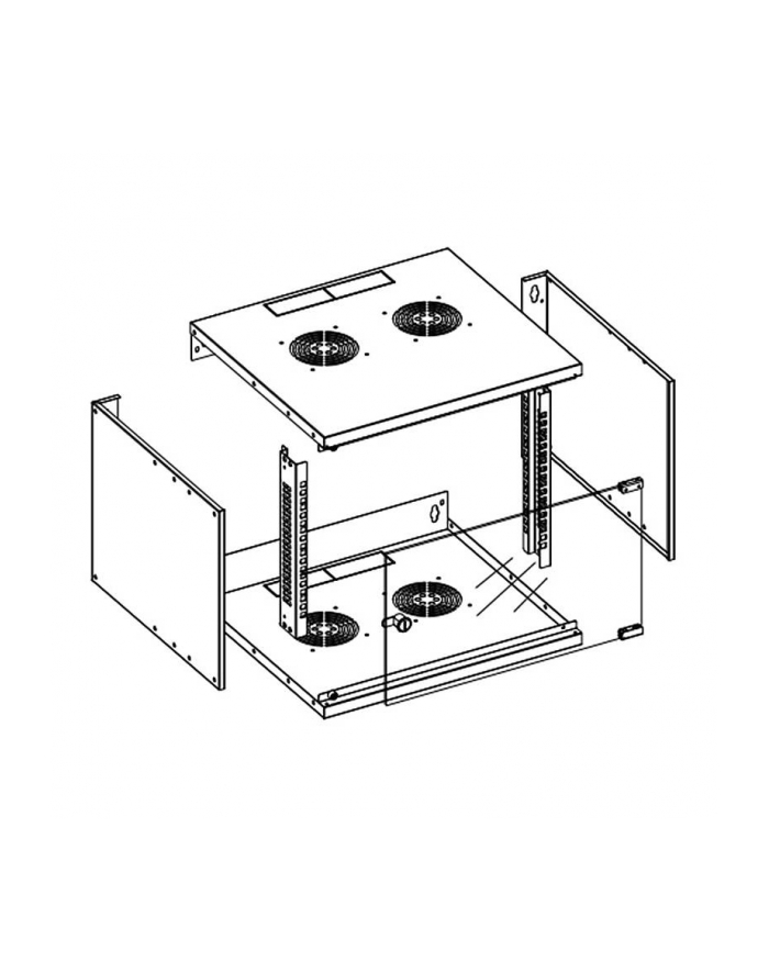 techly Szafka wisząca ECO 19cali 6U/450mm szklane drzwi zmontowana czarna główny