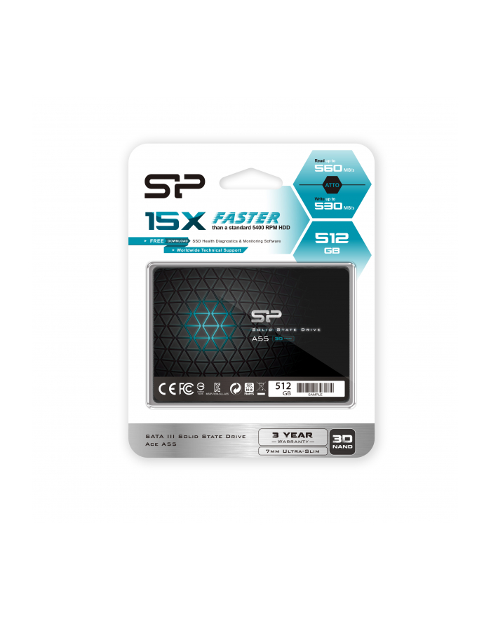 Silicon Power Dysk SSD Ace A55 512GB 2.5'', SATA3 6GB/s, 560/530 MB/s, 3D NAND główny