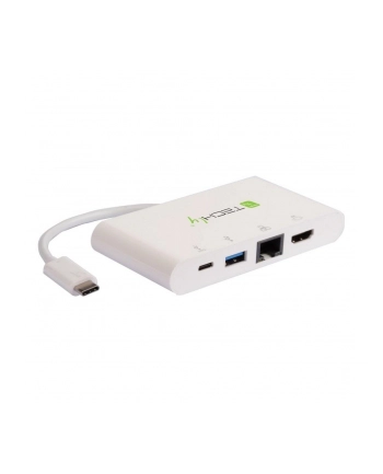 Techly USB-C 3.1 multiport adapter -> 4K HDMI/Gigabit RJ45/USB-A/USB-C biały