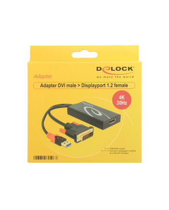 Delock Adapter DVI męski > Displayport 1.2 żeński czarny