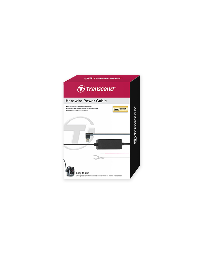 Transcend Dashcam hardwire kit power adapter for DrivePro, Micro-USB Type B główny