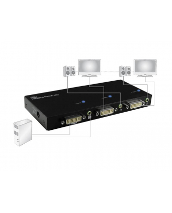 digitus Rozdzielacz/Splitter DVI 2-portowy, 1920x1200p WUXGA, z audio (MiniJack)