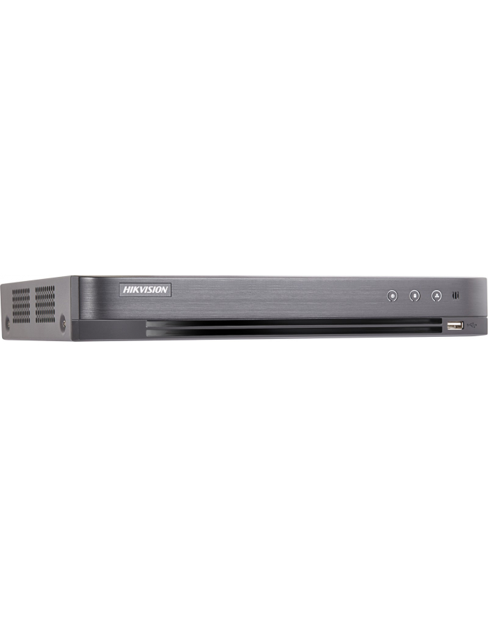 Rejestrator Turbo-HD Hikvision DS-7204HUHI-K1 4 wejścia wizyjne BNC; max. parametry zapisu: 5MP@12kl/s; możliwość podłączenia 2 kanałów IP (max. 6MP na kanał); dwa strumienie; kompresja audio G.711u; wejścia/wyjścia audio: 4/1 główny