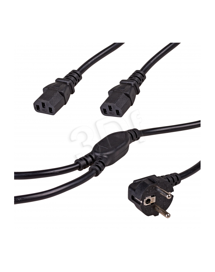 Kabel zasilający Akyga AK-PC-04A CEE 7/7 2xC13 250V/50Hz 1,8m czarny główny