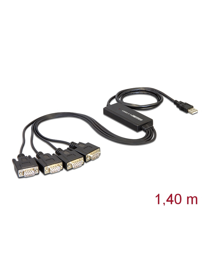 Kabel adapter Delock USB 2.0 - Serial 4x RS-232 DB9 główny