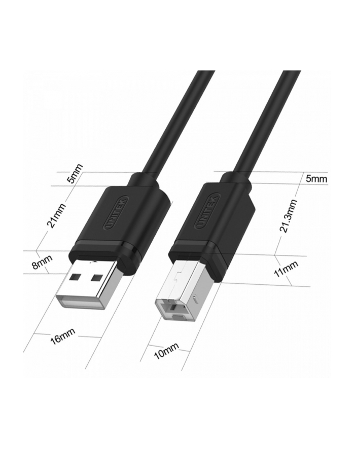 Kabel Unitek Y-c420GBK USB 2.0 AM-BM, 3m główny