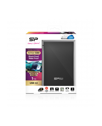 Dysk zewnętrzny Silicon Power ARMOR A80 1TB 2,5'' USB 3.0 PANCERNY czarny