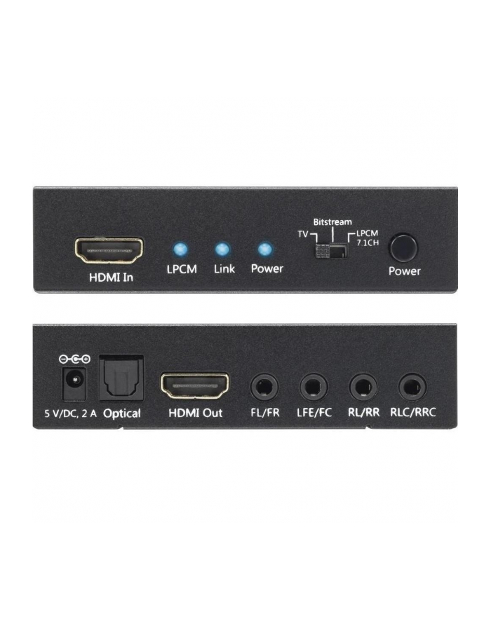 techly HDMI 4K audio extractor SPDIF Toslink, 4x Jack 3.5mm, LPCM      5.1CH / 7.1CH główny