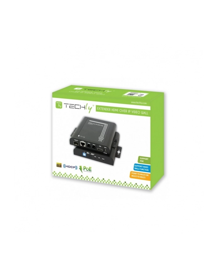techly Nadajnik extendera HDMI over IP z funkcją ściany wizyjnej, PoE główny