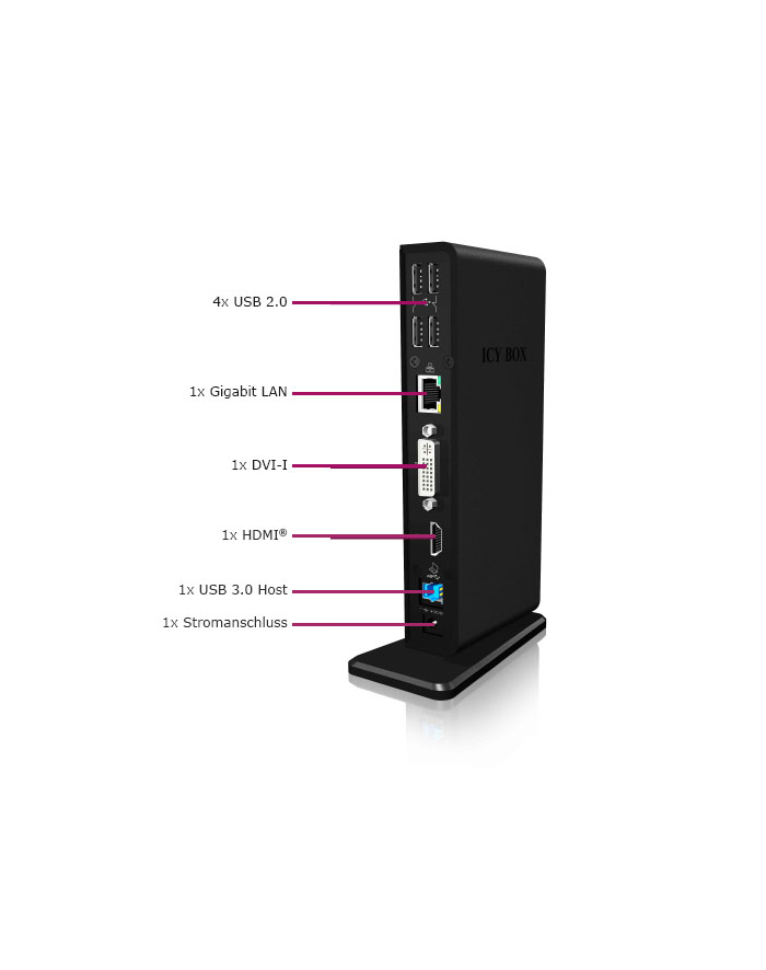 icybox IB-DK2241AC USB,HDMI,LAN,DVI-I,Mic główny