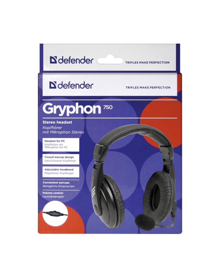 Słuchawki z mikrofonem Defender GRYPHON 750 czarne główny
