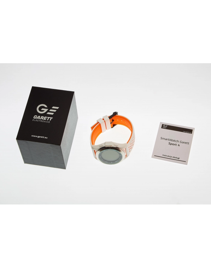 Smartwatch , Zegarek Sportowy Garett Sport 4 Biało - Pomarańczowy główny