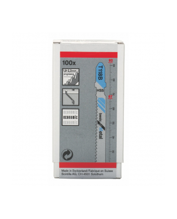Bosch HSS jigsaw blade Basic for Metal T118B - 100-pack - 2608631965