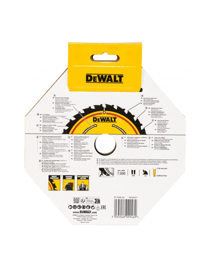 DeWalt DT10399-QZ circular saw blades 3-piece pack 190 x 30 - DT10399-QZ główny