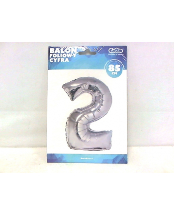 godan Balon foliowy Cyfra 2, srebrna,85cm, FG-S85S2