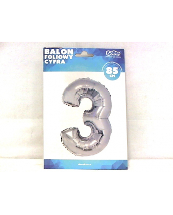 godan Balon foliowy Cyfra 3, srebrna,85cm, FG-S85S3