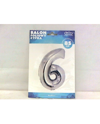 godan Balon foliowy Cyfra 6, srebrna,85cm, FG-S85S6