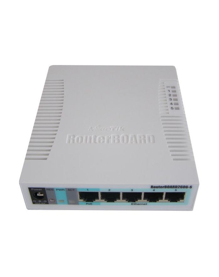 MikroTik RB260GS SwitchOS 5xGig LAN, 1xSFP,web browser Soho Switch, plastic case główny