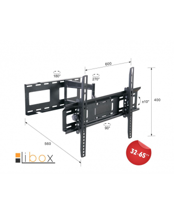 Uchwyt do TV Libox LONDYN LB-400 | 32''-65'', VESA 600x400mm, 45 kg, horizontal
