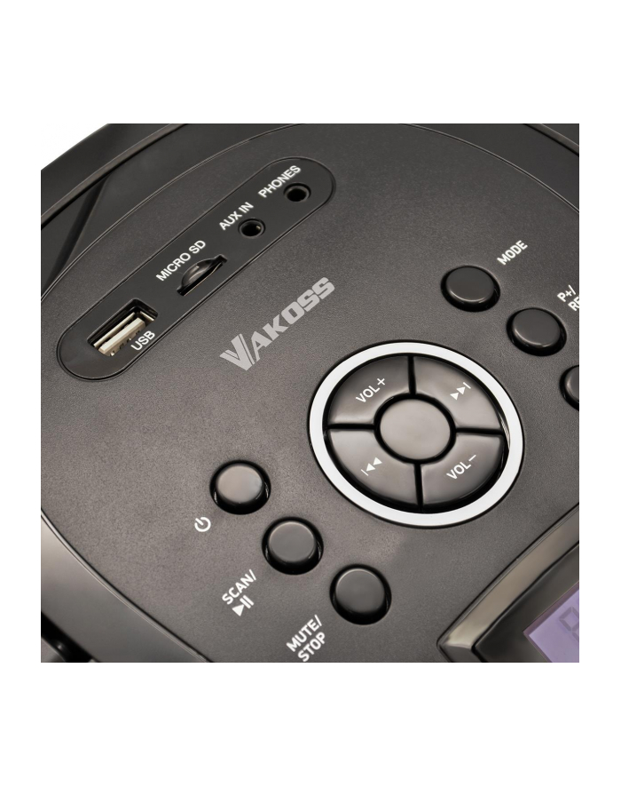 Vakoss Boombox PF-6538K z Bluetooth/ FM/ USB/ Micro SD/ wyświetlacz LCD, czarny główny
