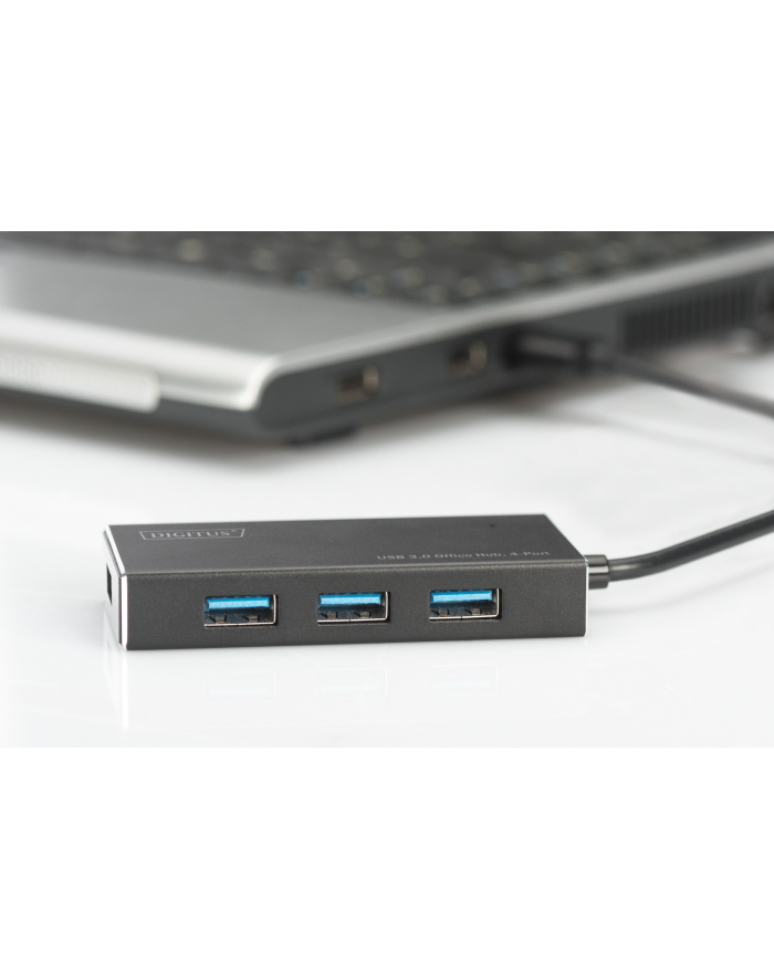 digitus HUB/Koncentrator 4-portowy USB 3.0 SuperSpeed, aktywny, HQ aluminium główny