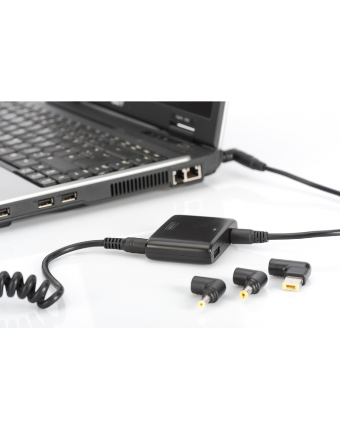 digitus Samochodowy zasilacz do laptopa, 90W UltraSlim, port USB (5V/2.4A główny