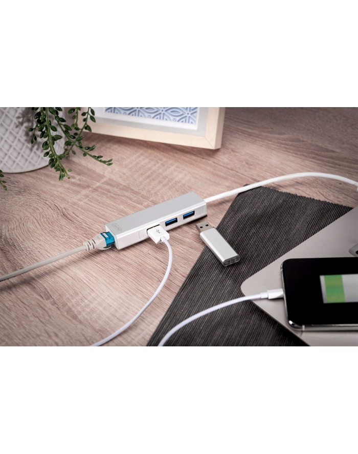 digitus HUB/Koncentrator 3-portowy USB 3.0 SuperSpeed z Gigabit LAN adapter główny