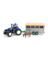 bruder Traktor New Holland T8040 (03020) z przyczepą dla zwierząt  (02227) i figurką krowy (02308) - nr 1