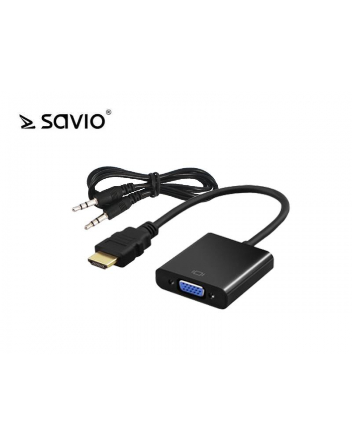 elmak SAVIO Adapter HDMI (M) - VGA 15 pin (F) z dźwiękiem (jack 3,5mm) CL-23/B główny