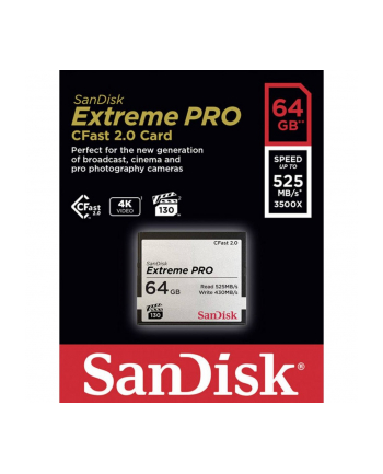 sandisk Karta pamięci Extreme Pro CFAST 2.0 64GB 525/430 MB/s VPG130