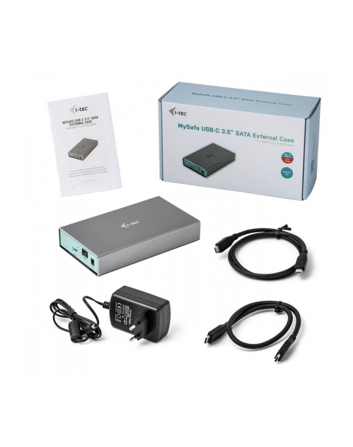i-tec Obudowa na dysk MySafe USB-C 3.1 Gen.2, HDD 3,5 SATA I/II/III, transfer do 10 Gbps, aluminiowa, kompatybilna z Thunderbolt 3 główny
