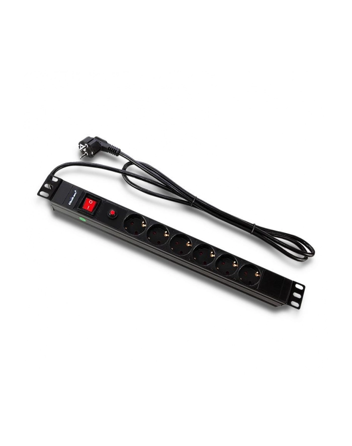 qoltec Listwa zasilająca CB do szafy RACK | 19cali | 1U | 16A | PDU |  6xSCHUKO | 2m główny