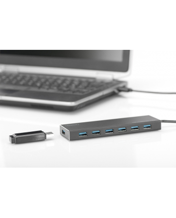 digitus HUB/Koncentrator 7-portowy USB 3.0 SuperSpeed, aktywny, aluminium