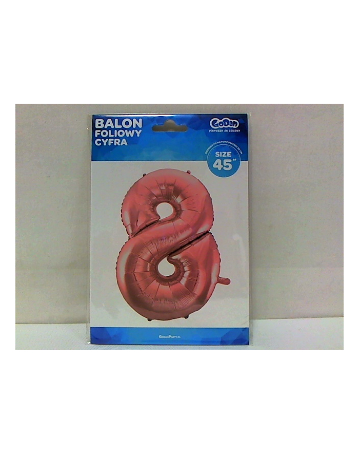 godan Balon foliowy Cyfra 8 różowa 92cm BC-HRO8 główny