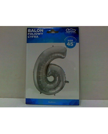 godan Balon foliowy Cyfra 6 srebrna 92cm BC-HSR6