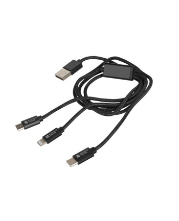 natec Kabel Extreme Media micro USB, USB-C, Lightning combo 1m czarny