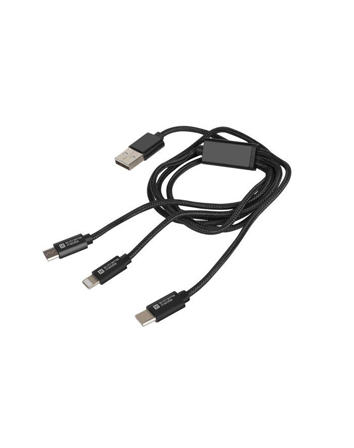natec Kabel Extreme Media micro USB, USB-C, Lightning combo 1m czarny główny