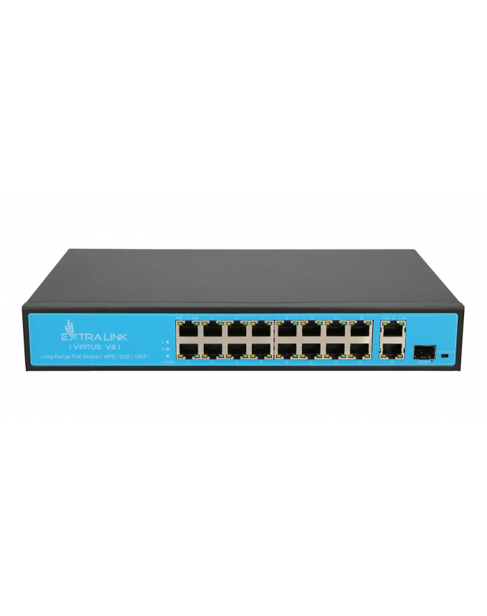 EXTRALINK VIRTUS v2 16-port FastEthernet Unmanaged 150W PoE Switch, 1xSFP, 2xGbE główny