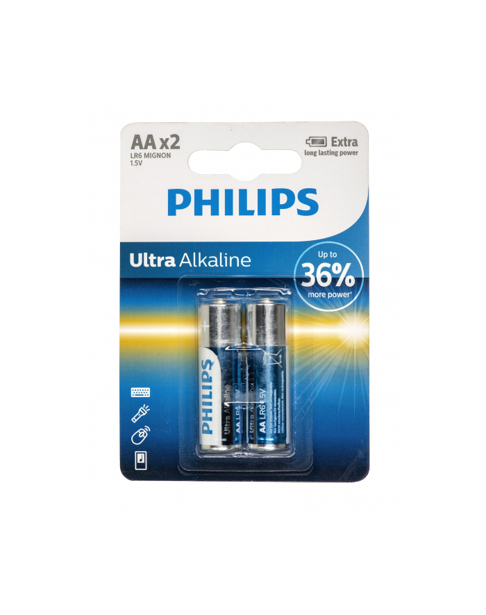 Baterie PHILIPS Ultra alkaliczna AA LR6 2 sztuki Blister główny