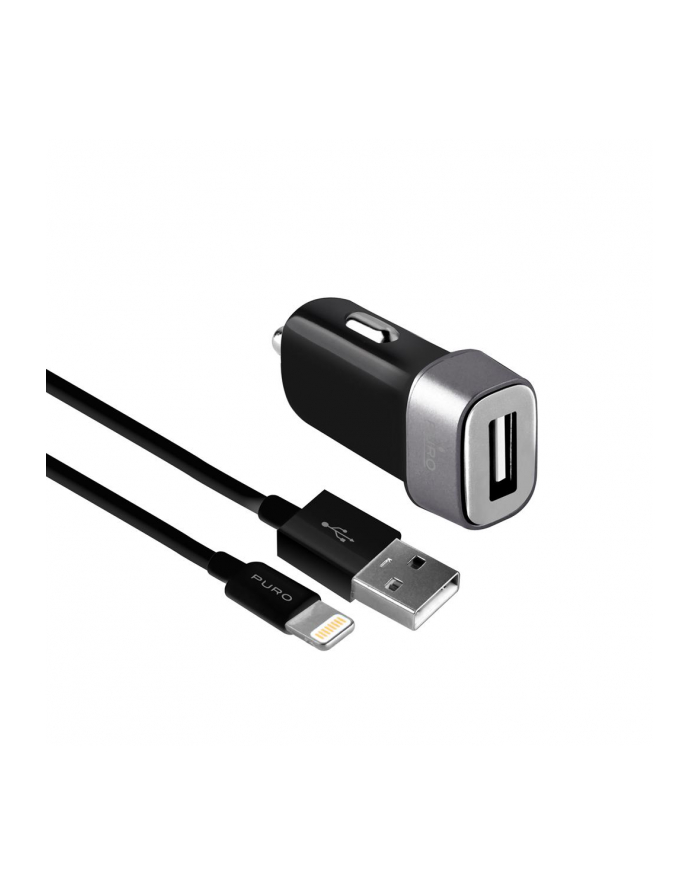 1idea PURO Mini Car Charger Ładowarka samochodowa 5V/1A 5W+kabel lightning MFi czarna główny