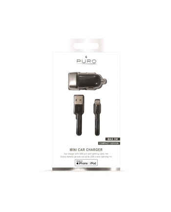 1idea PURO Mini Car Charger Ładowarka samochodowa 5V/1A 5W+kabel lightning MFi czarna