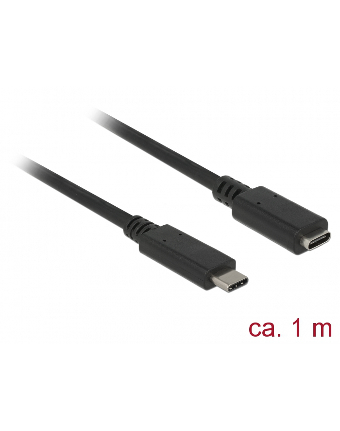Delock przedłużacz USB Typ-C AM-AF;  1,0m, czarny główny