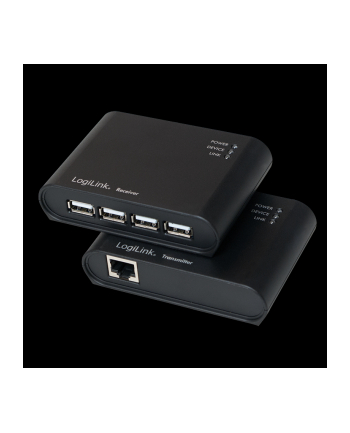 LOGILINK - Extender USB 2.0 z wbudowanym 4-portowym hubem USB 2.0 i zasilaczem